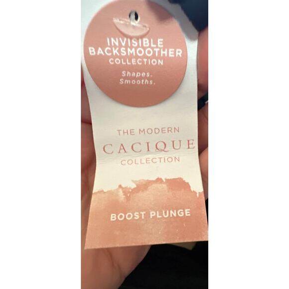 Cacique Boost Plunge Bra Black Invisible Backsmoother Size 46DD new with tags - Picture 4 of 5